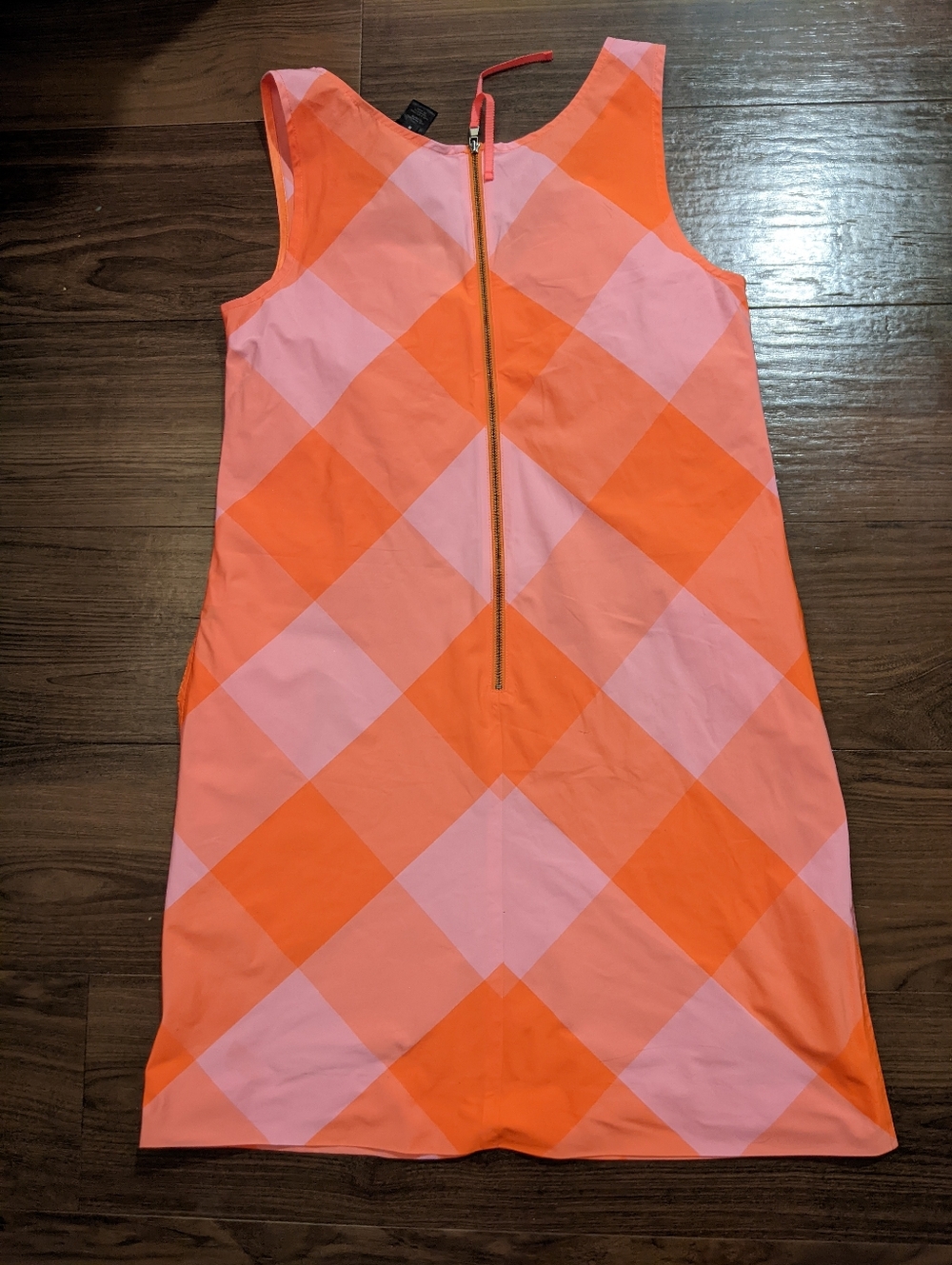 Marc by Marc Jacobs - Stacey Check Dress Shift | Size 8 | Shocking Orange Pink - Picture 11 of 11